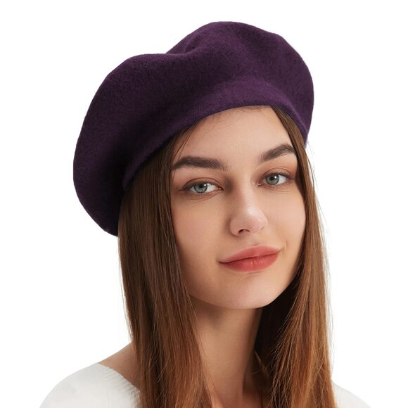 6484 Wool Beret Hat French Beret Cap Winter Artist Painter Hat Solid Color main image 5